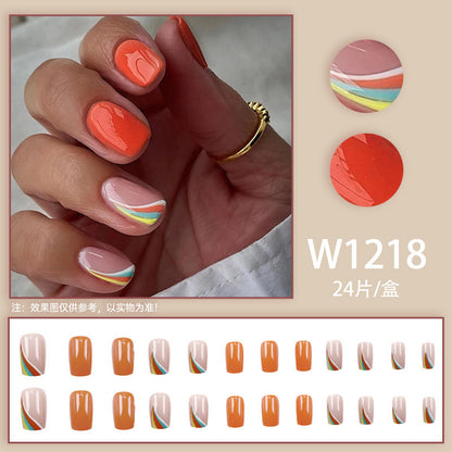 Striped multi-color rainbow nail art