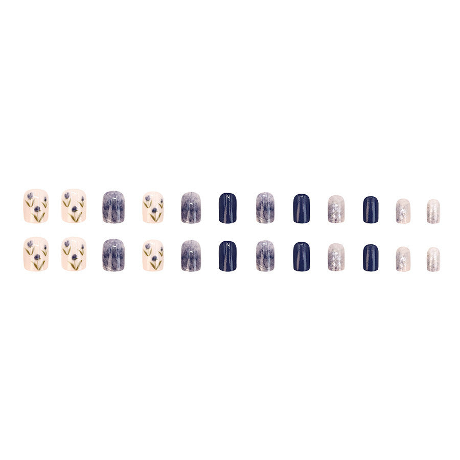 Camellia Glacier Blue Gradient Nail Art