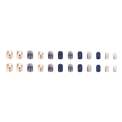 Camellia Glacier Blue Gradient Nail Art