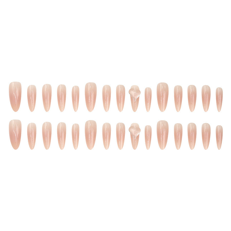 Long-style minimalist nude peach seductive manicure