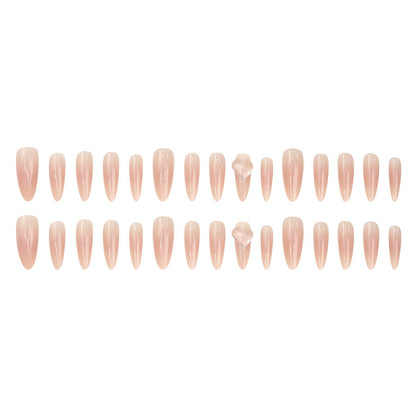 Long-style minimalist nude peach seductive manicure