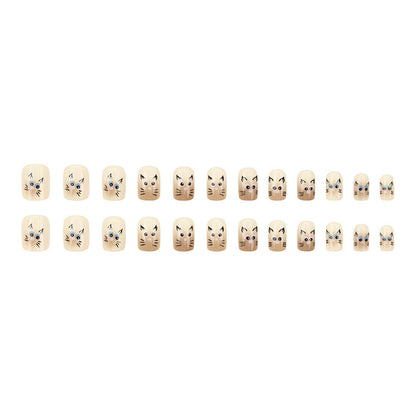 An elegant brown goofy and cute Siamese cat with manicured nails