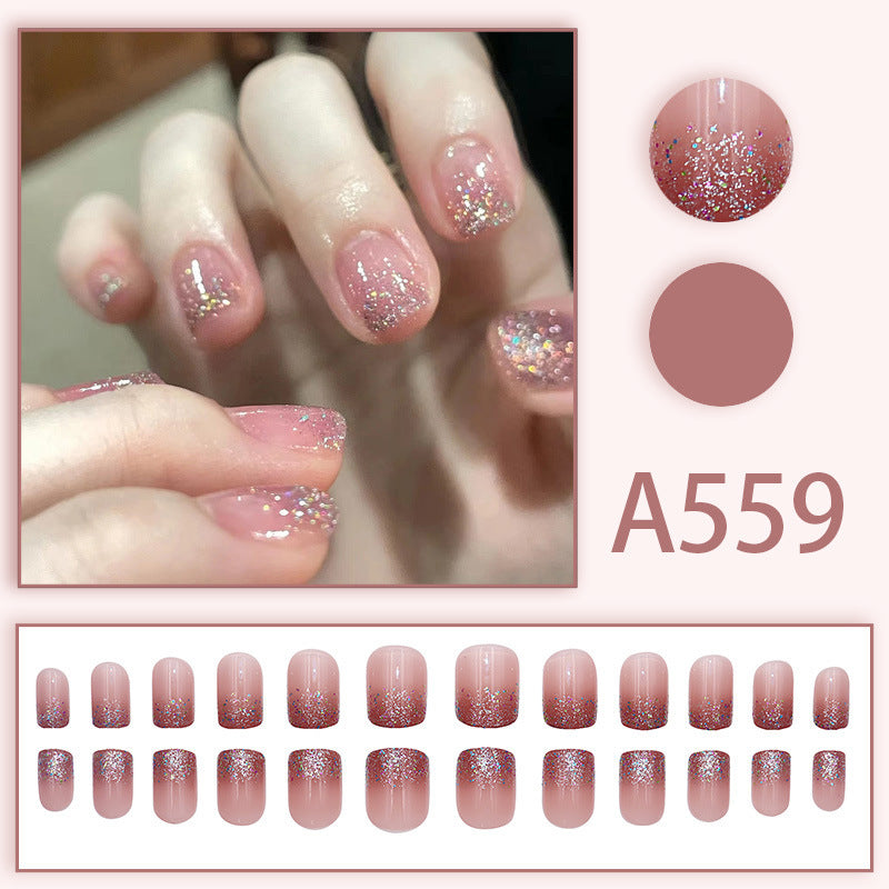 Pink glitter powder girl high-end manicure