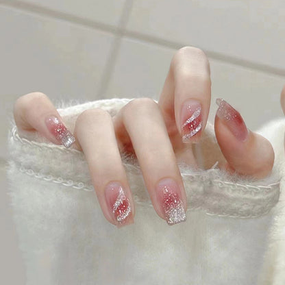 Red diagonal line glitter nail polish