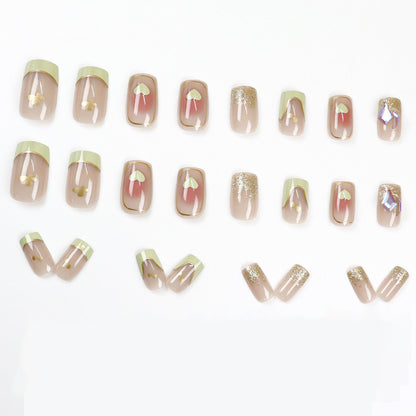 Love-themed sweet diamond style mid-length manicure