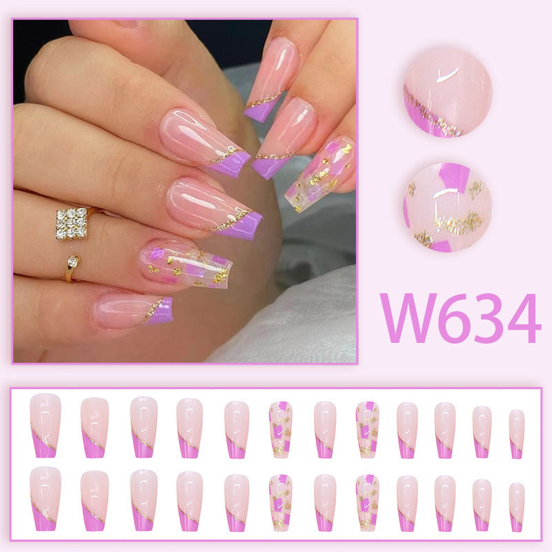 Purple minimalist gold foil manicure