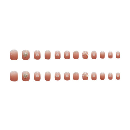Gradual heart-shaped nail art with cute and unique style
