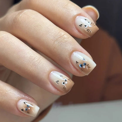 An elegant brown goofy and cute Siamese cat with manicured nails
