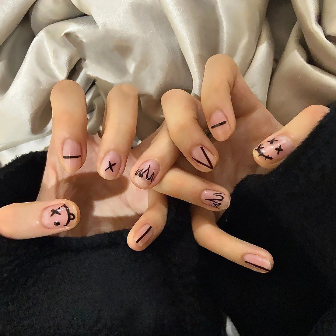 Halloween skull face silly and quirky nail art