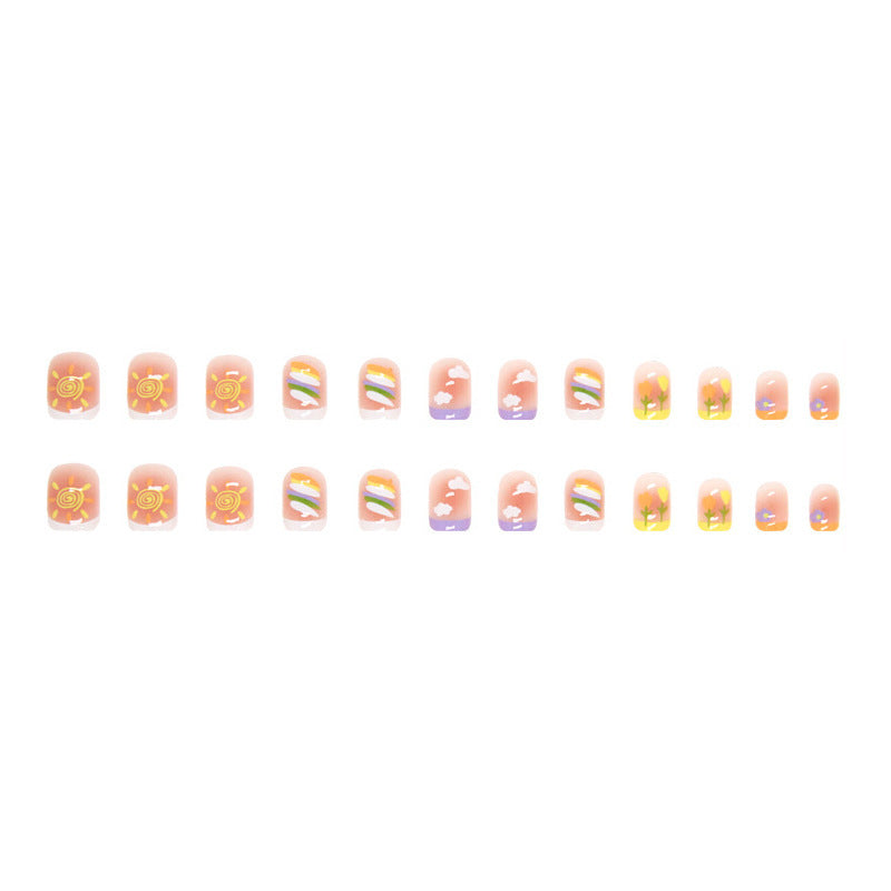Fashionable, elegant and simple rainbow series manicure