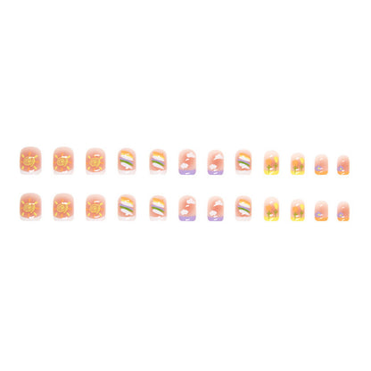 Fashionable, elegant and simple rainbow series manicure