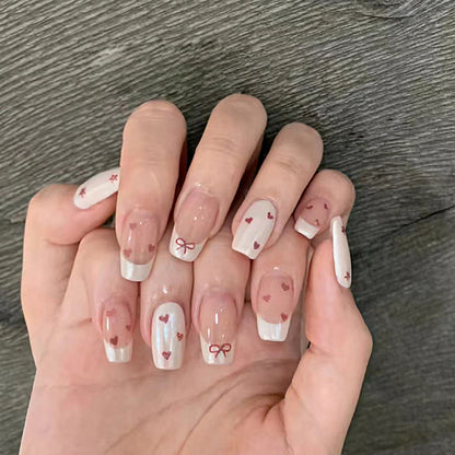 Love Heart Bow Personalized Nail Art