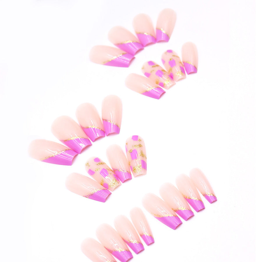 Purple minimalist gold foil manicure