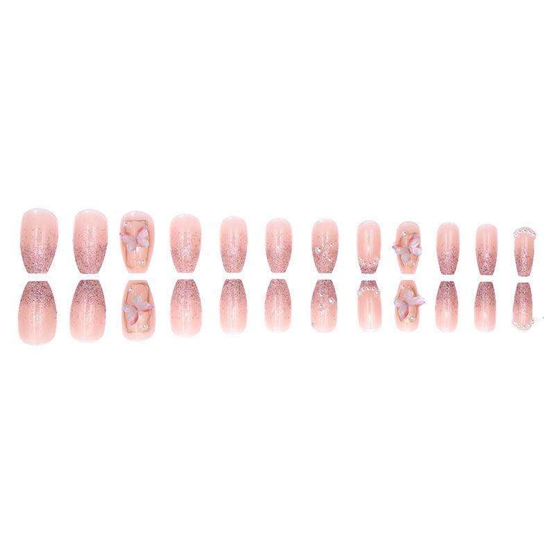 Elegant purple luxury style butterfly and pearl manicure
