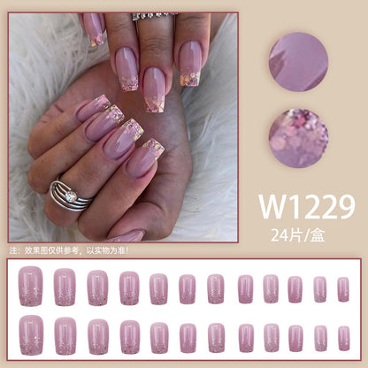 Shimmer powder sweet style manicure