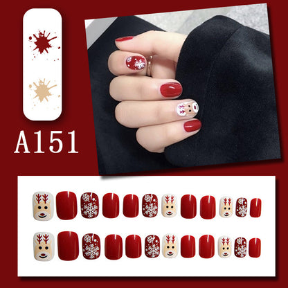 Christmas-themed moose cartoon nail art set