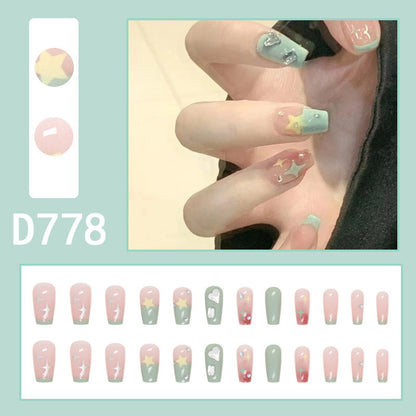 Dopamine Girl Star Heart Nail Art