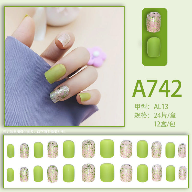 shimmering soft green nail polish