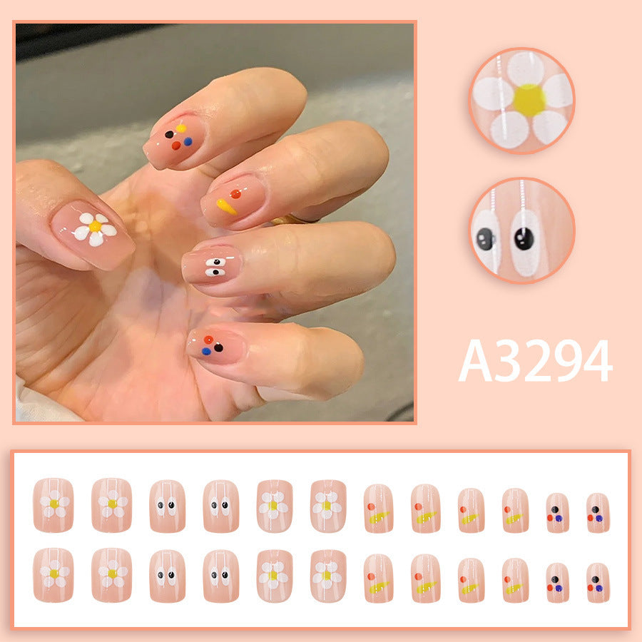Dopamine small flower graffiti nail art