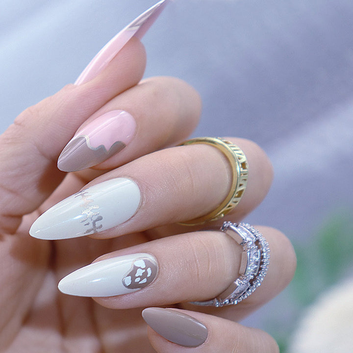 Ice Transparent Amber Coffee-Colored Graffiti Nail Art