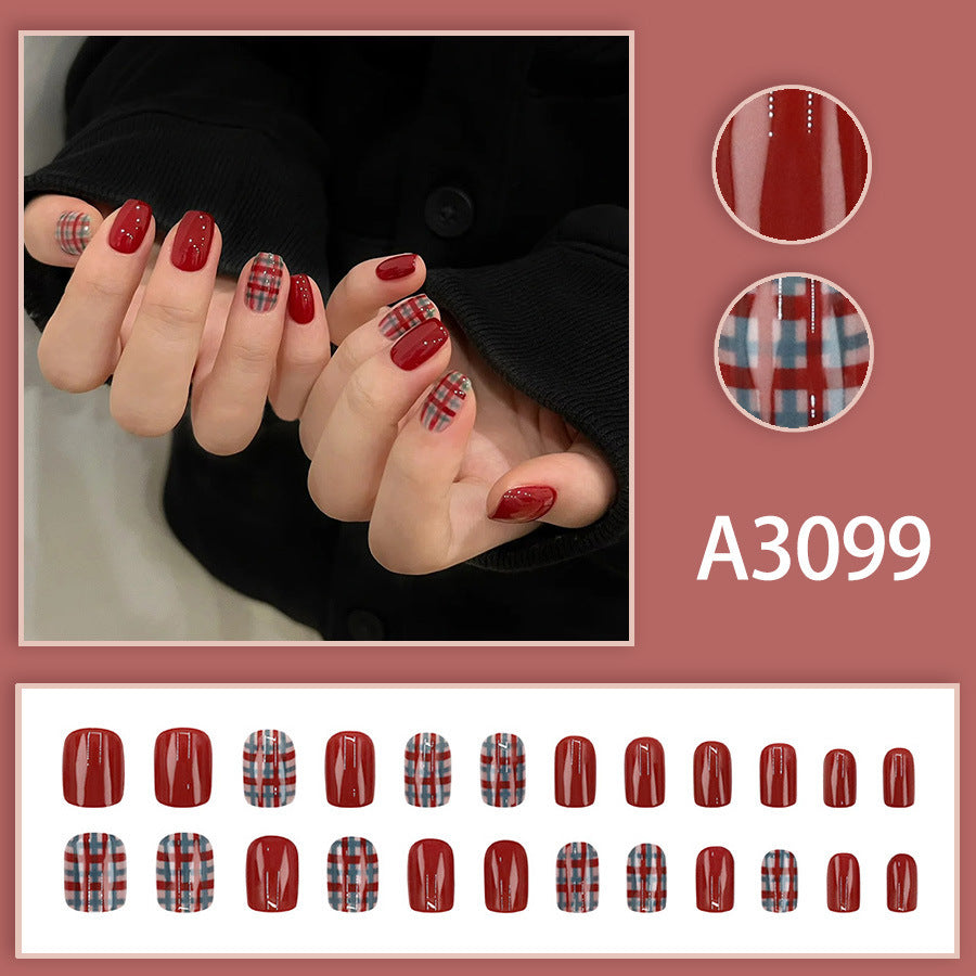 Vintage red and blue checkered nail polish