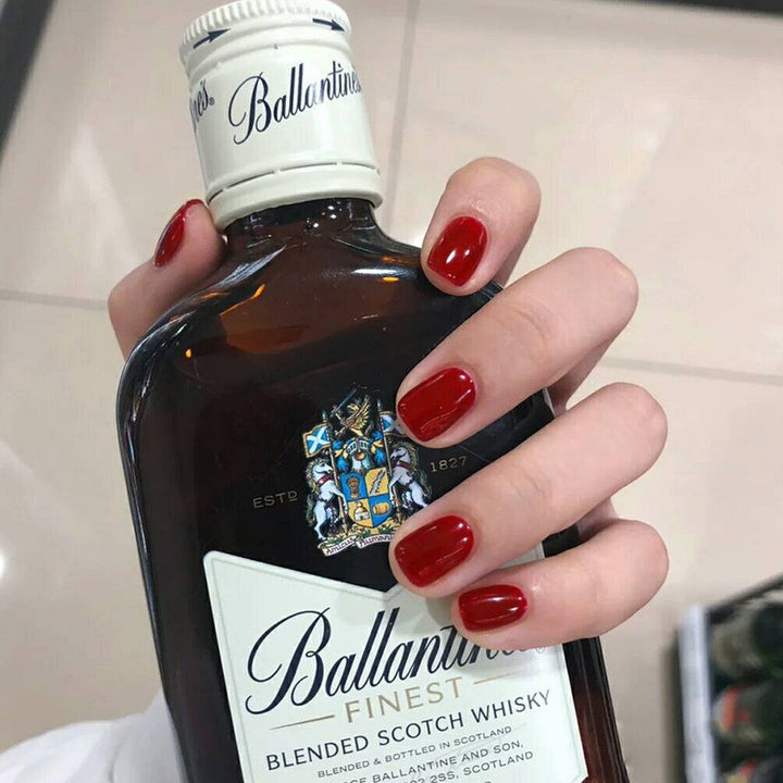 Dark red solid-colored manicure