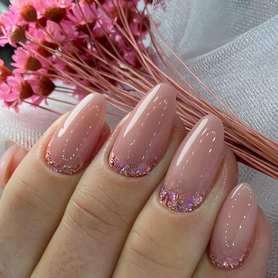 Teenage girl's glittery, sweet, pure color, simple and elegant IN style personalized nail art