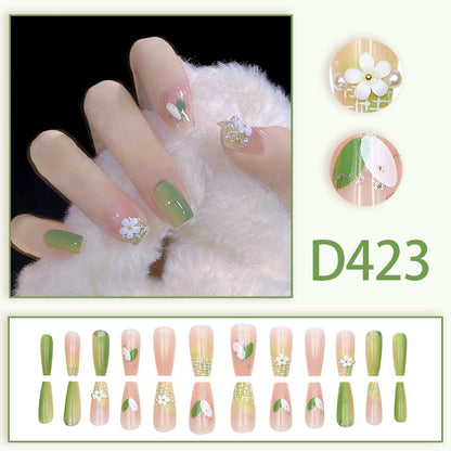 Long-style autumn-winter soft green "inspiration" manicure