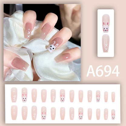 Cute cartoon rabbit long-style manicure