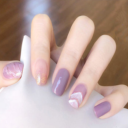 Simple and unique purple wavy nail art