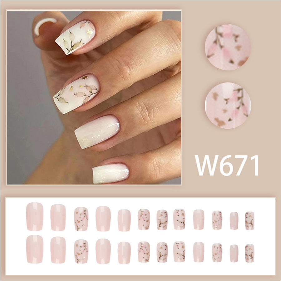 Ins-style elegant leaf-shaped high-end manicure