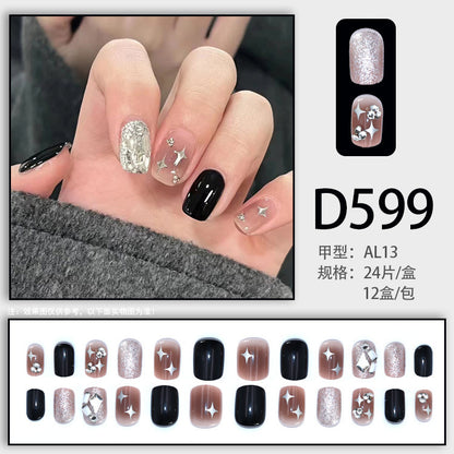 Sweet and cool dark black style girl manicure