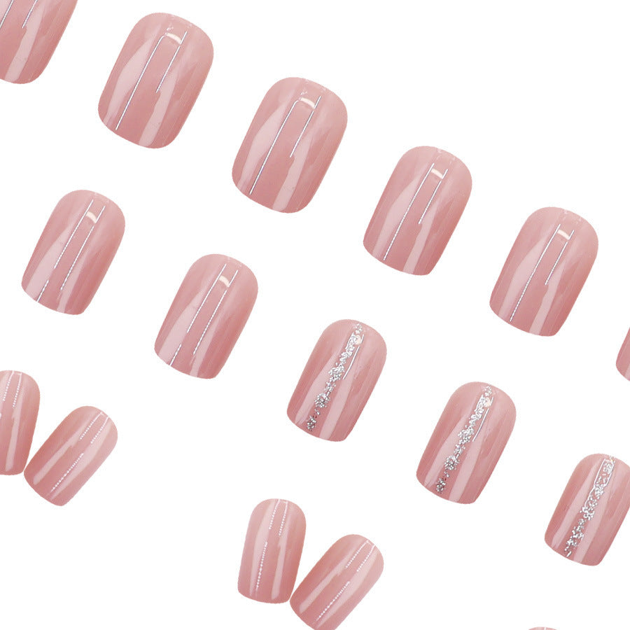 Bare color cat-eye ultra-gleaming powder nail polish design