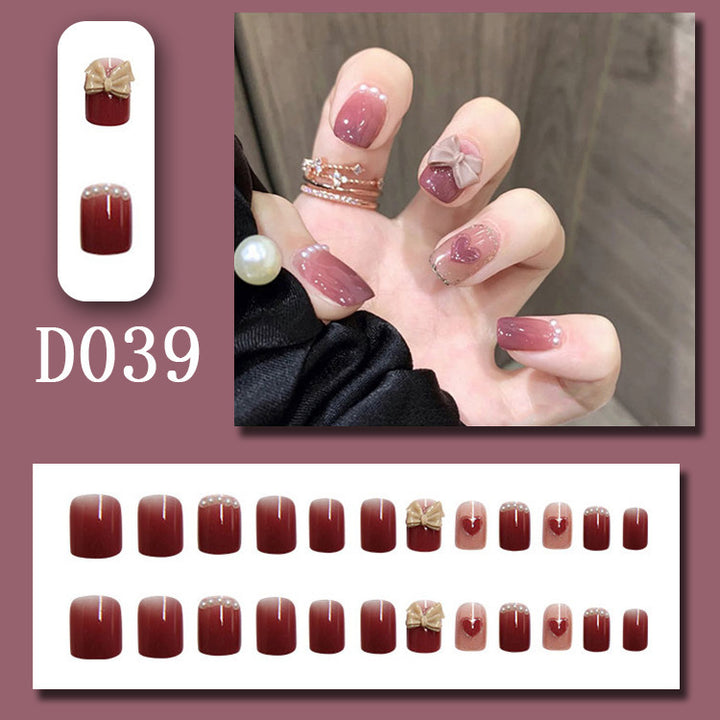 Beaded waterdrop heart accessory for nails