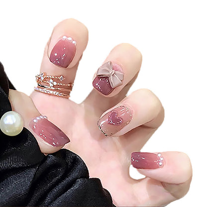 Beaded waterdrop heart accessory for nails