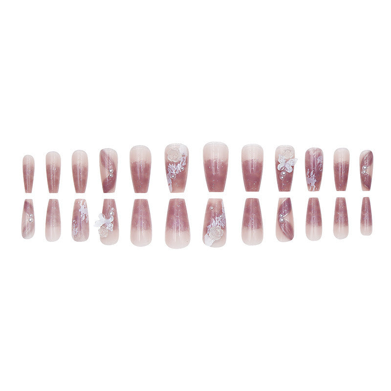 Popular mountain hydrangea long plaid manicure