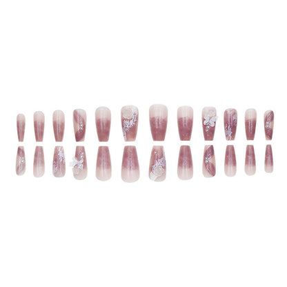 Popular mountain hydrangea long plaid manicure