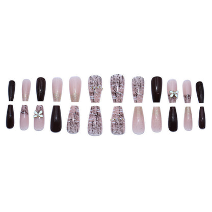 Small fragrance atmosphere-themed diamond-studded butterfly knot pure erotic nail art