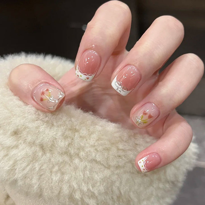 Tulip-style French small floral nail art