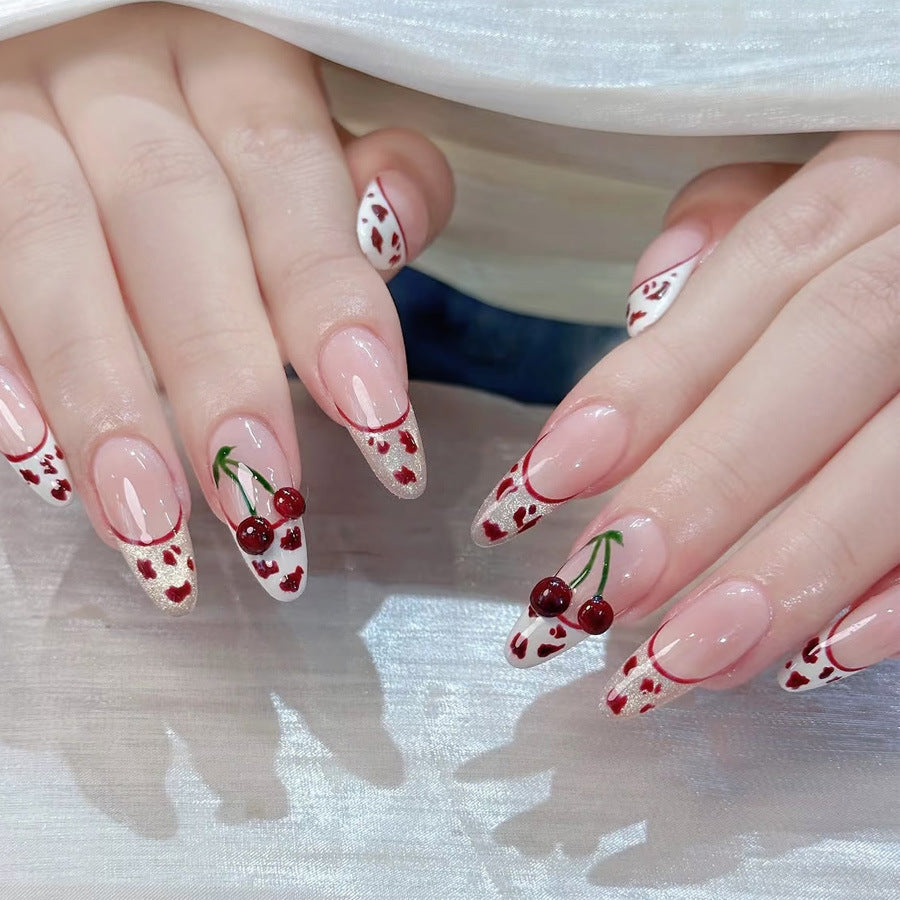 Cherry red leopard print three-dimensional relief cat-eye nail polish