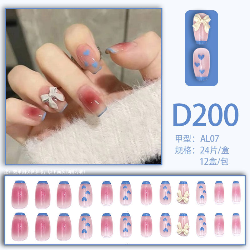 Red knot heart-shaped butterfly nail art