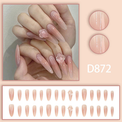 Long-style minimalist nude peach seductive manicure