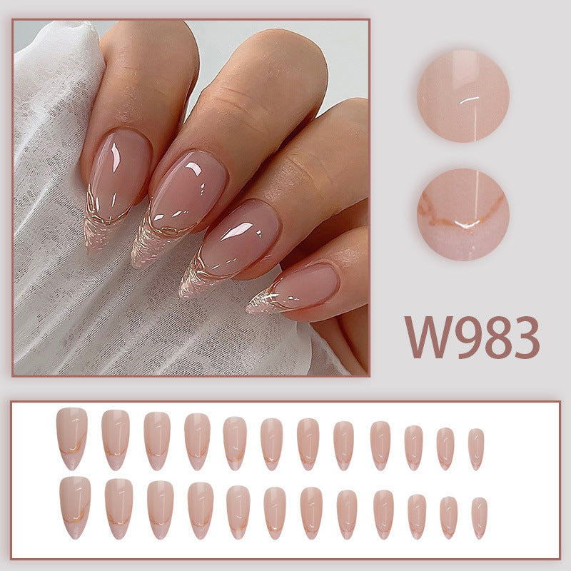 Shimmering powder metallic gold edge French manicure