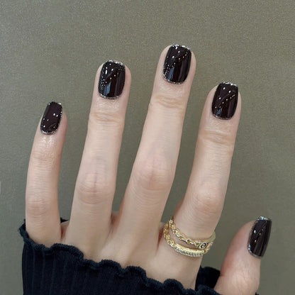 Black high-end silver-gold glitter nail polish