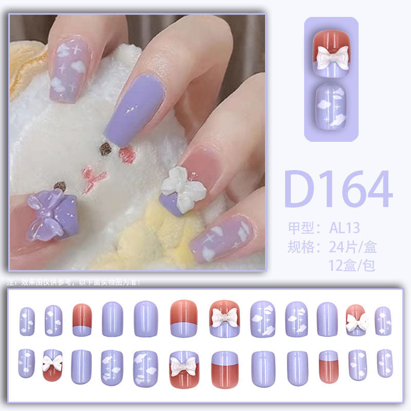 Purple gentle breeze bow-shaped nail art