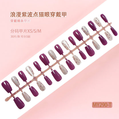 Romantic purple polka dot cat eye nail art
