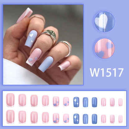 Simple pink heart nail art