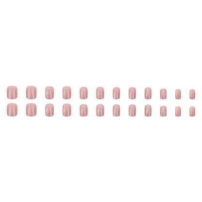 Bare color cat-eye ultra-gleaming powder nail polish design