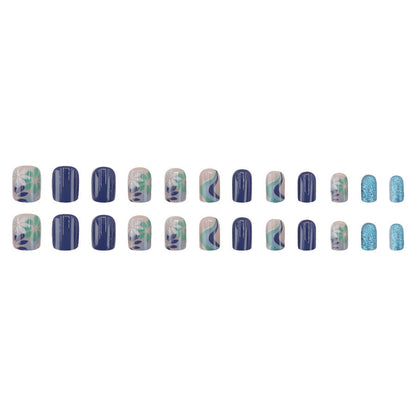 Blue small flower ripple-shaped nail polish