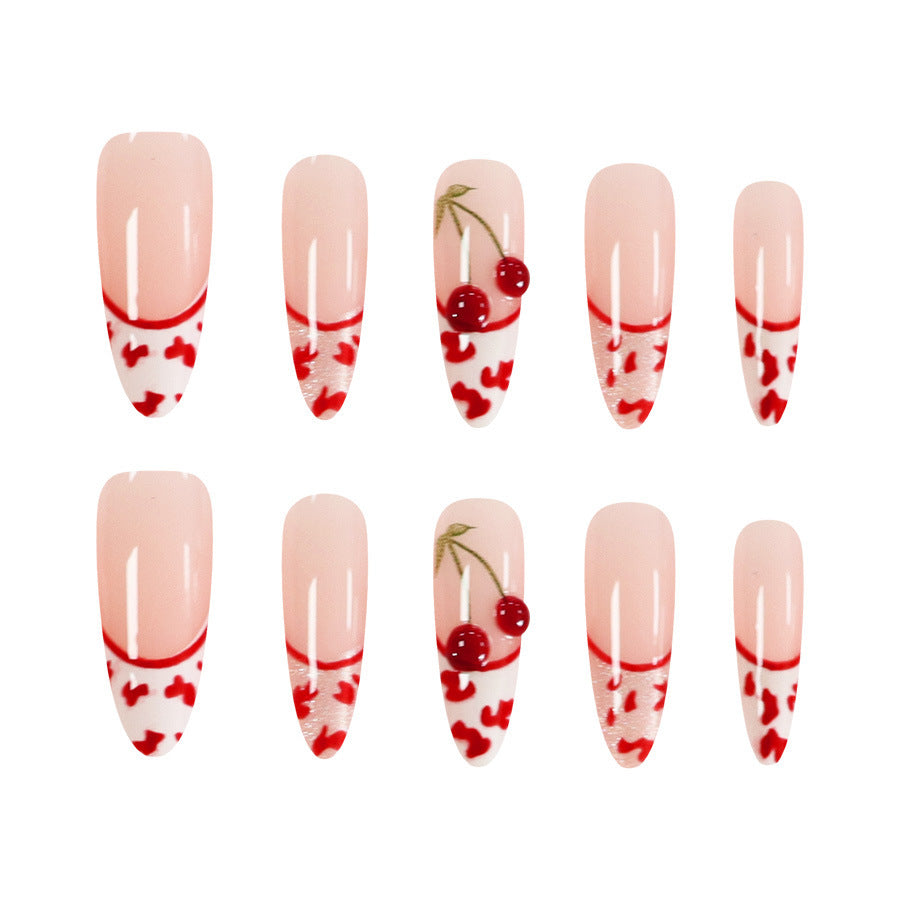 Cherry red leopard print three-dimensional relief cat-eye nail polish